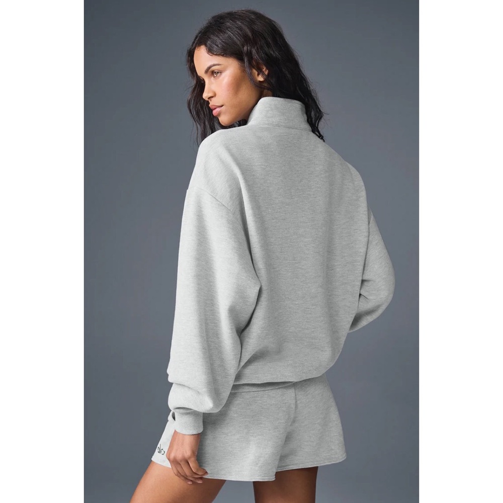 Alo Yoga Accolade 1/4 Zip Pullover Athletic Heather Grey S - Picture 2 of 13